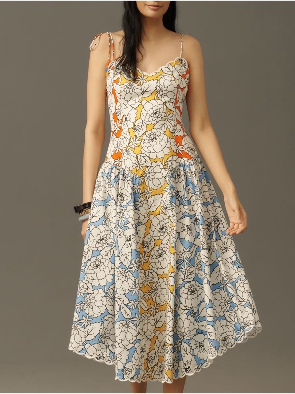 NWT Farm Rio x Anthropologie Basque-Waist Midi Dress